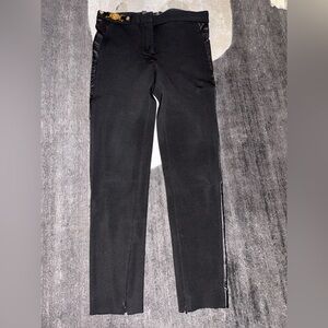 Versace Black Skinny Women's black leather trim pants sz 38
